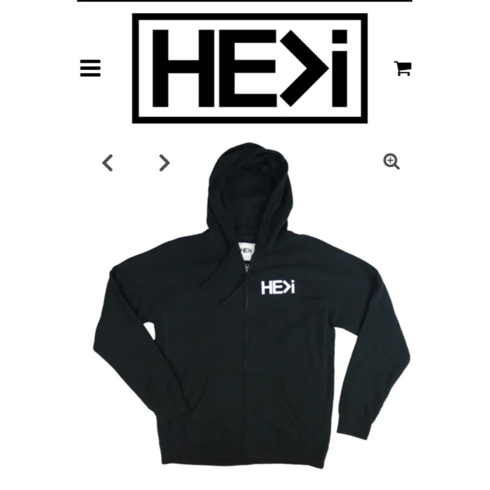 HEXI Mens Full Zip Hoodie Black Large Independent Trading‎ Co Logo Sweatshirt